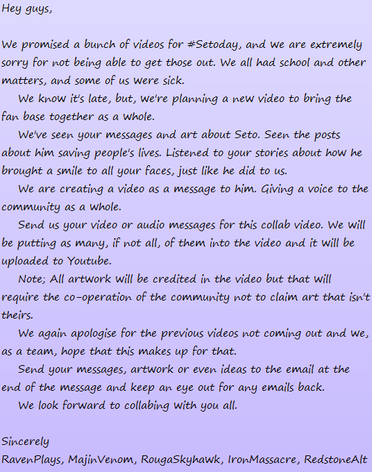 Raven_Orturion's tweet photo. #Setosorcerer #setovid #messagestoseto
Email all messages, art etc. to: ravenplays.business@gmail.com http://t.co/HgFUN6SDuD