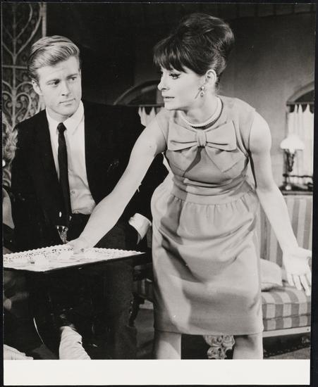 Happy birthday to Elizabeth Ashley (b. 8/30/1939). W/ Robert Redford in \"Barefoot in the Park,\" 1963 