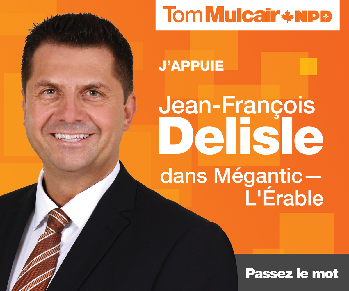 JF_Delisle's tweet photo. Le #NPD va mettre fin au règne du #PCC dans Mégantic-L'Érable le 19 octobre #elxn42 http://t.co/JxNQ66Aci8 http://t.co/srNH80gp3N