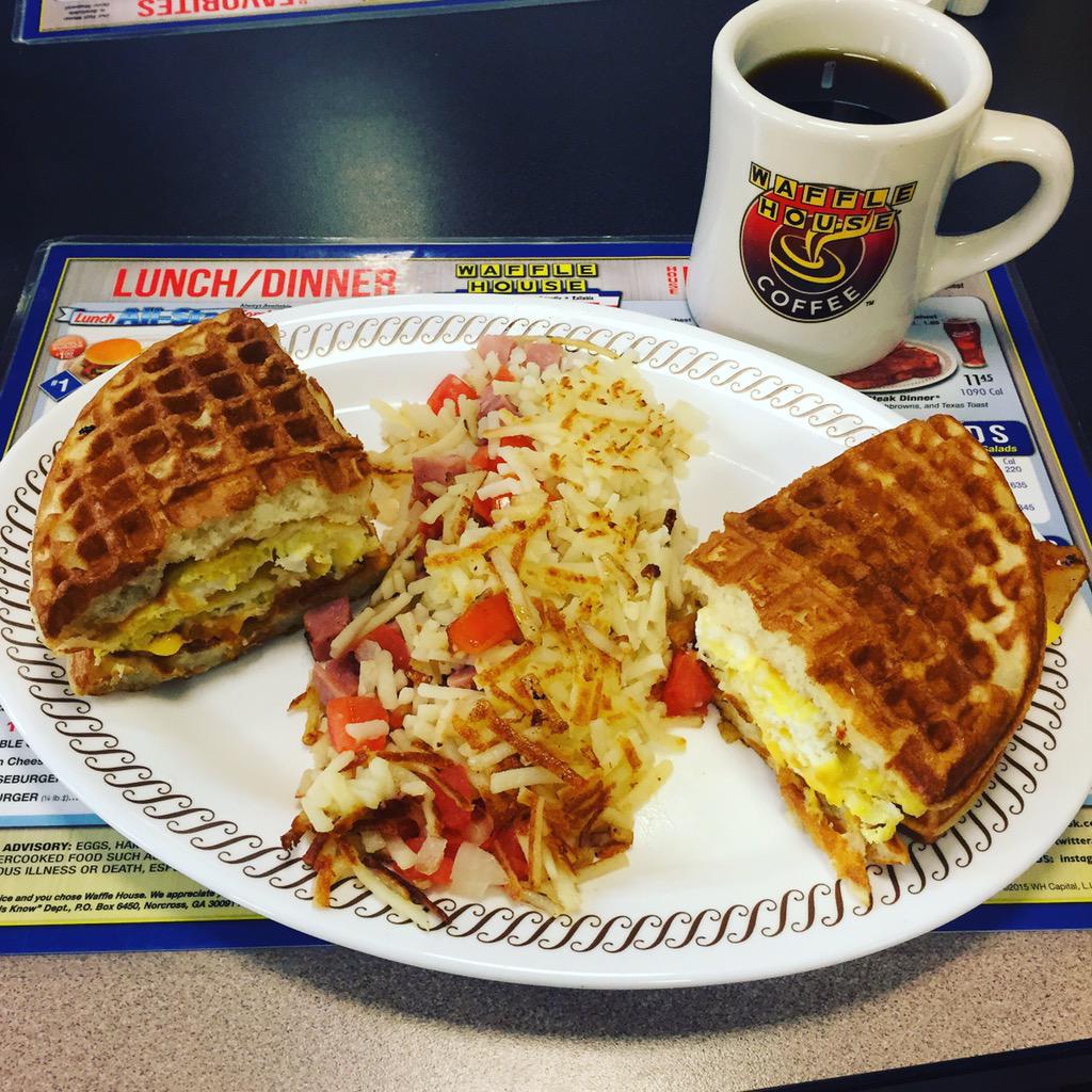 The Corben sandwich at WaffleHouse (bacon, egg & cheese on a waffle