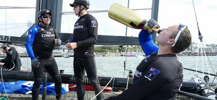 KaenonSailing's tweet photo. A win in final winner-takes-all race by Glenn Ashby & the guys! This deserves a drink! @americascup #LVACWS #XKore http://t.co/KNOSvXY6YG
