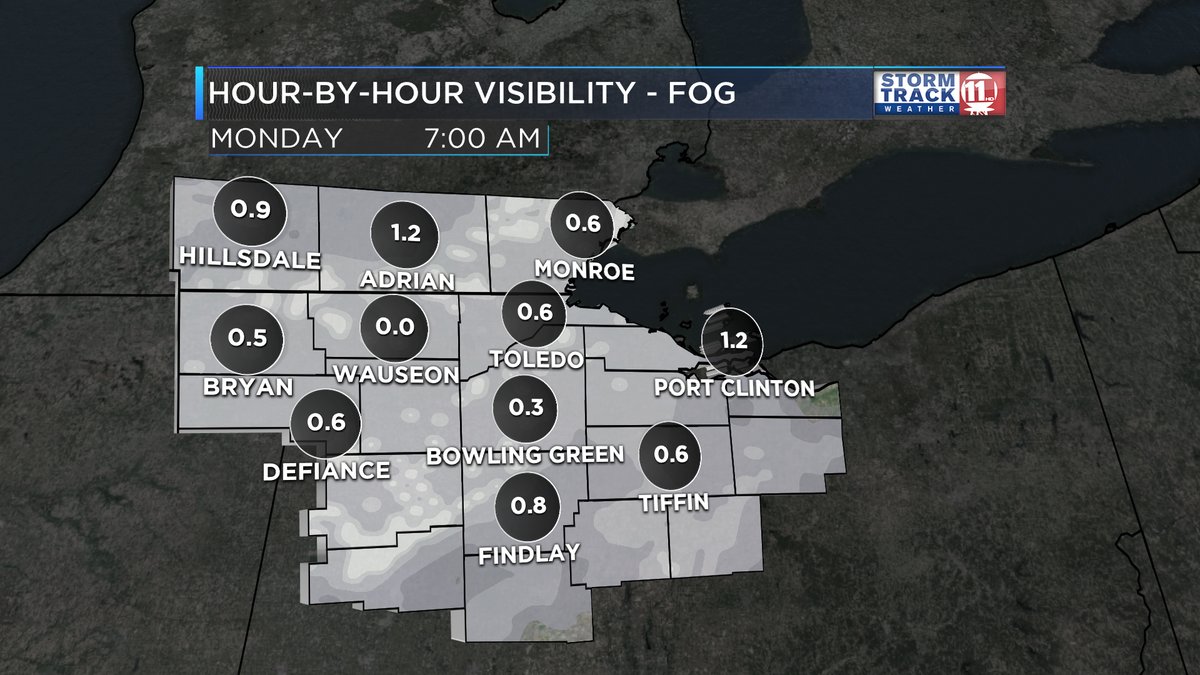 Ryan_Wichman's tweet photo. Dense fog looking increasingly possible MON morning. Hour-By-Hour shows some low visibility. #WTOLSCI #WhyIStormTrack http://t.co/5MCX7dWPCG