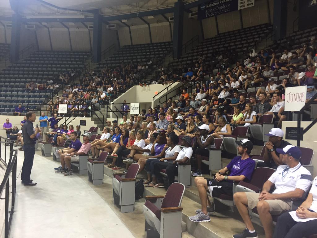 .<a href="/ACUedu/">Abilene Christian University</a> President Phil Schubert speaking to our 330 student-athletes @ our Wildcat Welcome Event #GoWildcats #ACUE4C