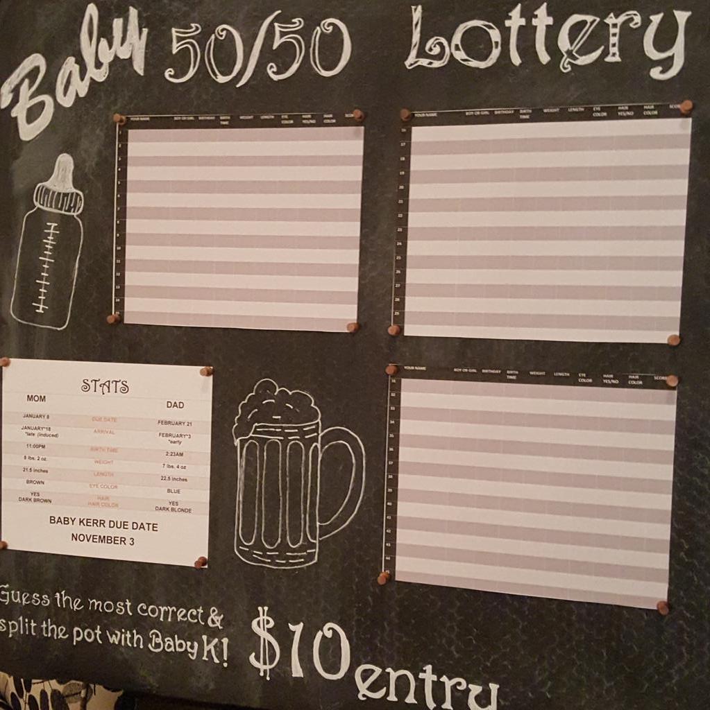 KerrEventsLLC's tweet image. Having a #babyQ? Add a baby lotto to the party, best part is someone will win cash when baby arrives! #partygame
