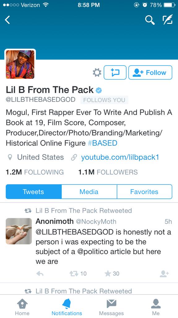 UGASigDelt's tweet image. When Lil B follows you... #sratty