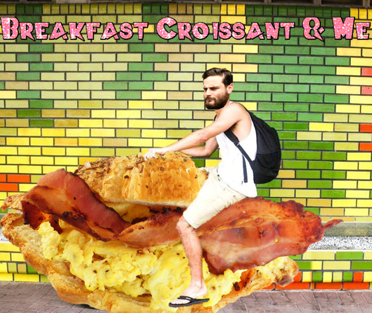 RyanRootsUp's tweet photo. Breakfast Croissant is delicious and Breakfast Croissant is a special edition because @SkegasaurusRex's leaving. http://t.co/299EKreI2f