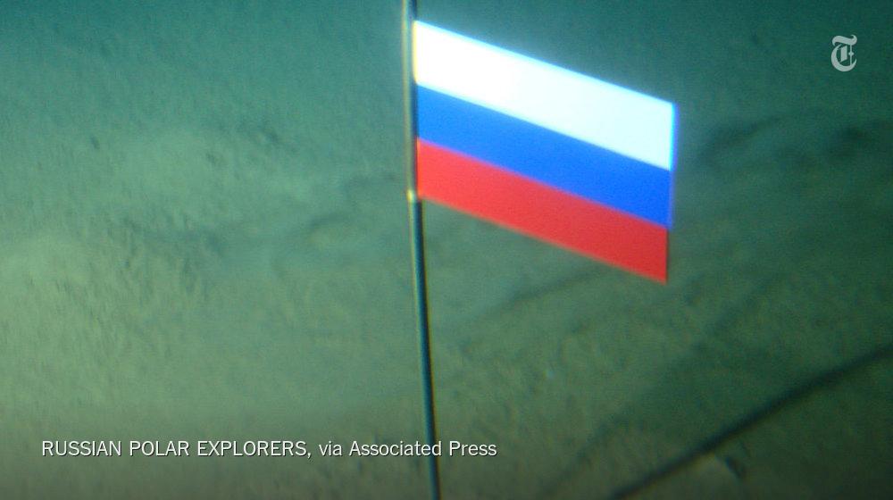 nytimesworld's tweet photo. Russia planted this titanium flag on the Arctic seabed in 2007. The new race for the Arctic: http://t.co/Rn0Vti3yHt http://t.co/0u8lm8iR3u