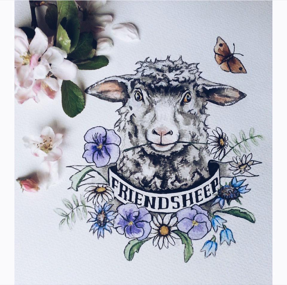 KindCloth's tweet image. friendSHEEP 🐑 #veganArt #kindcloth #veganism
