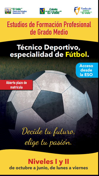TafadSanchi's tweet photo. Estudios de Formación Profesional de Grado Medio
·TÉCNICO DEPORTIVO ESPECIALIDAD FÚTBOL·
Abierto plazo de matrícula http://t.co/v6now84eyy