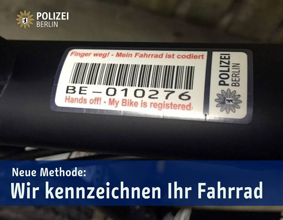 Polizei Berlin Fahrradcodierung Erschweren Sie Facebook