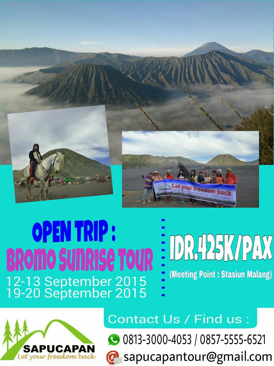 September ini pengen wisata ke Bromo menikmati sunrise terindah di dunia? Yuk gabung <a href="/sapucapantour/">Sapucapan Tour</a> murah banget!