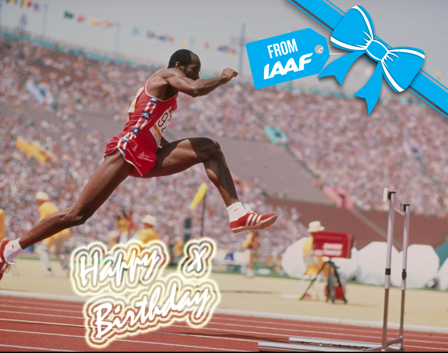 Remessageed IAAF (  Happy Birthday to double Olympic & World Champion Edwin Moses  