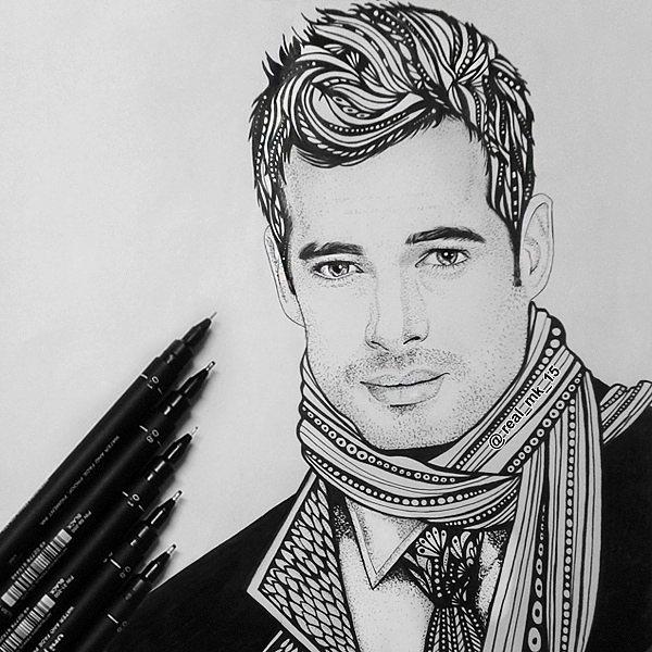 Regram Happy Birthday    painting with pen of william levy   