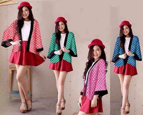 NZ Kimono polka @67 bahan spandex bahan asli fit to L