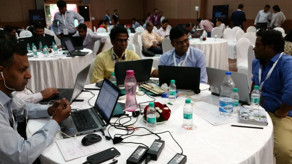 monabharadwaj's tweet image. Love the enthusiasm of participants of #ibmhackathon. Accenture team engrossed in the hack using #Bluemix @IBMer_IN