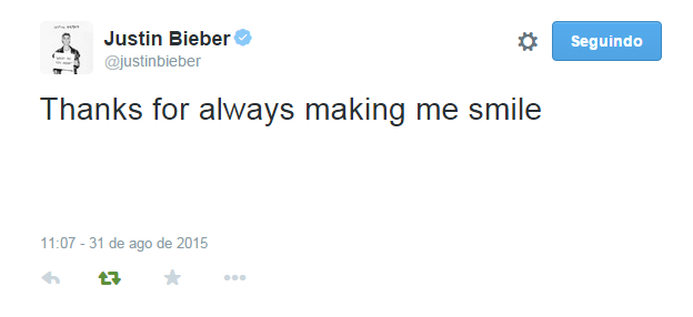 biebersmaniabr's tweet photo. "Obrigado por sempre me fazerem sorrir" - @justinbieber ❤

#WhatDoYouMeanOnVEVO http://t.co/M6oXChb5nJ
