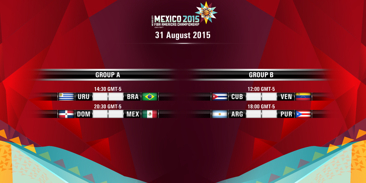 FIBA_es's tweet photo. ¡#FIBAAmericas2015 ha comenzado!
Los partidos para hoy:
- #CUBVEN
- #URUBRA
- #ARGPUR
- #DOMMEX http://t.co/dYR7hqA8wo