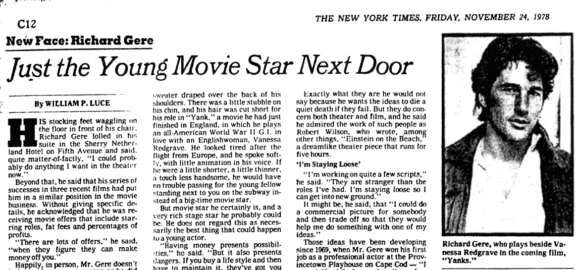 Happy birthday, Richard Gere! In 1978, he was just the young movie star next door.  