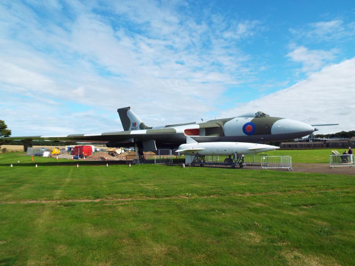 Ravenser's tweet photo. Avro #Vulcan #XM597 at the National Museum of Flight, East Fortune. Avro Blue Steel missile in the foreground http://t.co/msCSEUOQdr