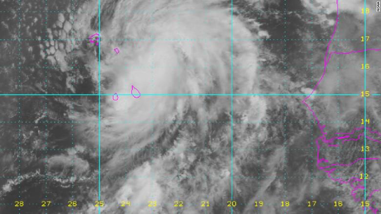 CNN's tweet image. Hurricane Fred has formed off the coast of West Africa with winds of almost 80 mph, @NWS says. cnn.it/1JHnSA8