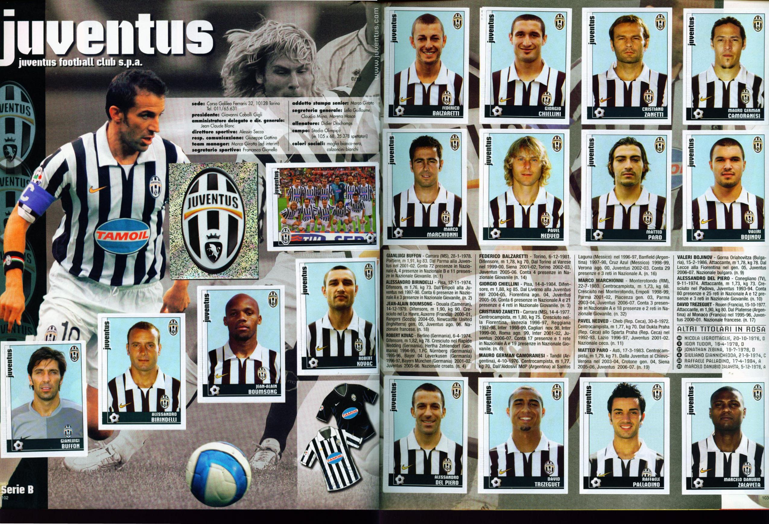 Old School Panini on X: JUVENTUS FC 2006-07. What a team for Serie B !!  (Italian second division)  / X