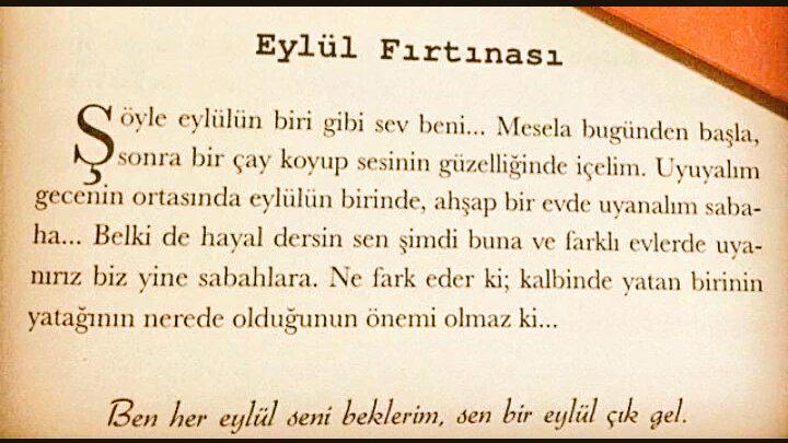 Uyuyalım gecenin ortasında eylülün birinde..