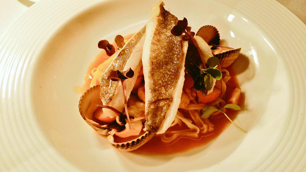 John dory, cockles and shellfish, saffron broth, tagliatelle #foodporn #fish <a href="/Melon_Bouchee/">Will Fitzgerald</a> <a href="/TheMaltonHotel1/">themaltonhotel1</a>