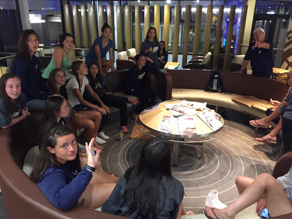 GVS had their first win tonight! Going over tomorrow's schedule and heading off to bed.