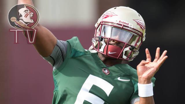 FSUFootball's tweet image. Everett Golson named the #Noles starting QB. Hear from Jimbo Fisher about the decision. noles.co/1JHRnSs
