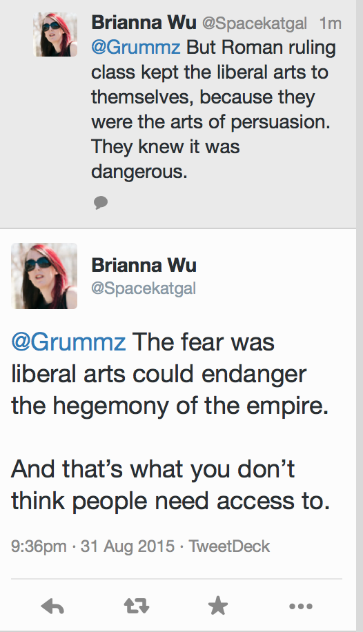 BriannaWu's tweet image. Mark Kern proposes abolishing college “except for certain professions.” I give him a liberal arts history lesson.
