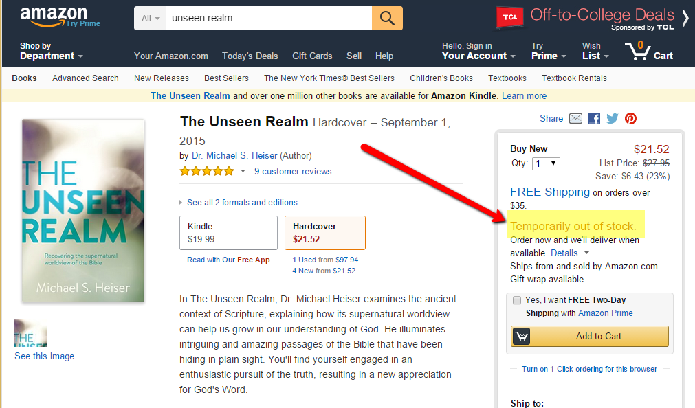 100% SOLD OUT &amp; hasn't even officially launched! TheUnseenRealm.com Congrats @MSHeiser <a href="/Logos/">Logos Bible Study App</a> <a href="/LexhamPress/">Lexham Press</a>