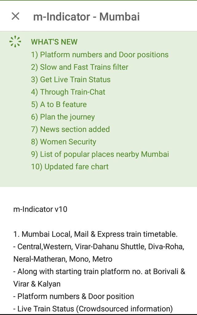 bhaveshp29's tweet image. Whats new in #mindicator #mumbai #localtrain #android #app #travelguide @RailMinIndia @Mumbaikhabar9 @MumbaiMirror
