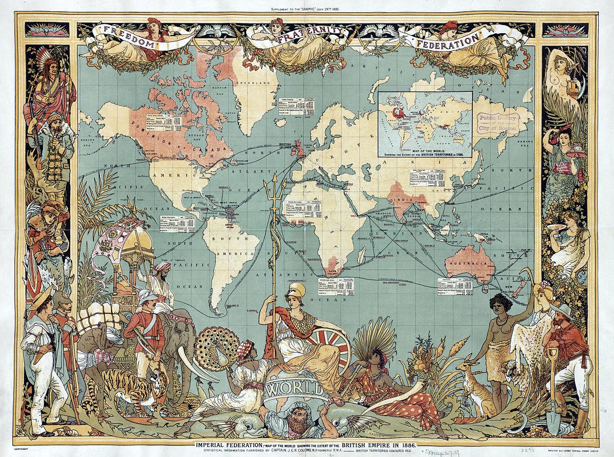 Fascinating Historical Picture of British Empire with Planet Earth  in 1886 