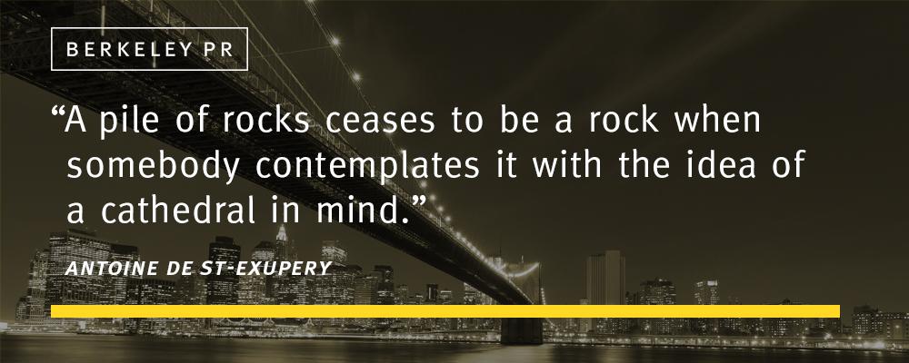 Berkeleycomms's tweet image. "A pile of rocks ceases to be a rock when somebody contemplates it with the idea of a cathedral in mind."