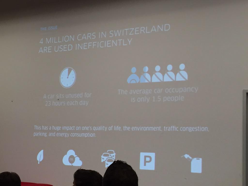 marconierlich's tweet image. Die Ineffizienz im Individualverkehr. @Rasoul_Jalali von @uber_schweiz am #SharingEcoCH.