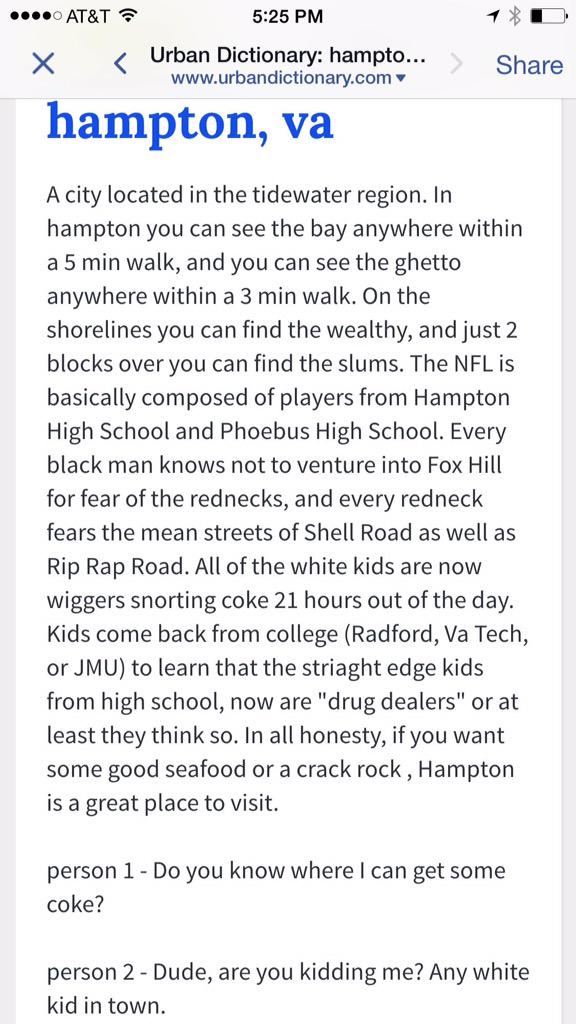 757_Tweets's tweet photo. For anyone from Hampton😂 #UrbanDictionary http://t.co/42fgOovCrm