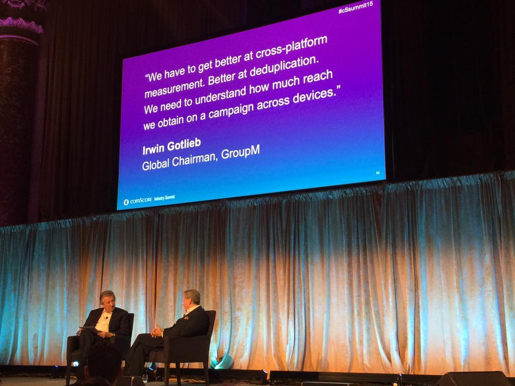 wolfepereira's tweet image. .@GroupMWorldwide&apos;s Irwin Gottlieb shares how we can&apos;t have 2 #video currencies (impressions &amp;amp; ratings)  #cSsummit15