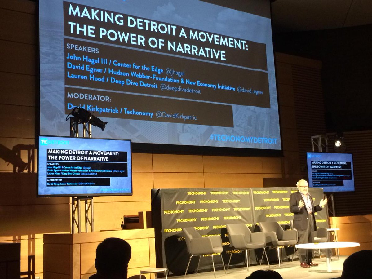 DeepDiveDetroit's tweet image. Introduction by @jhagel, prepping for the power of narrative  talk w/@David_Egner @davidkirkpatric #techonomydetroit