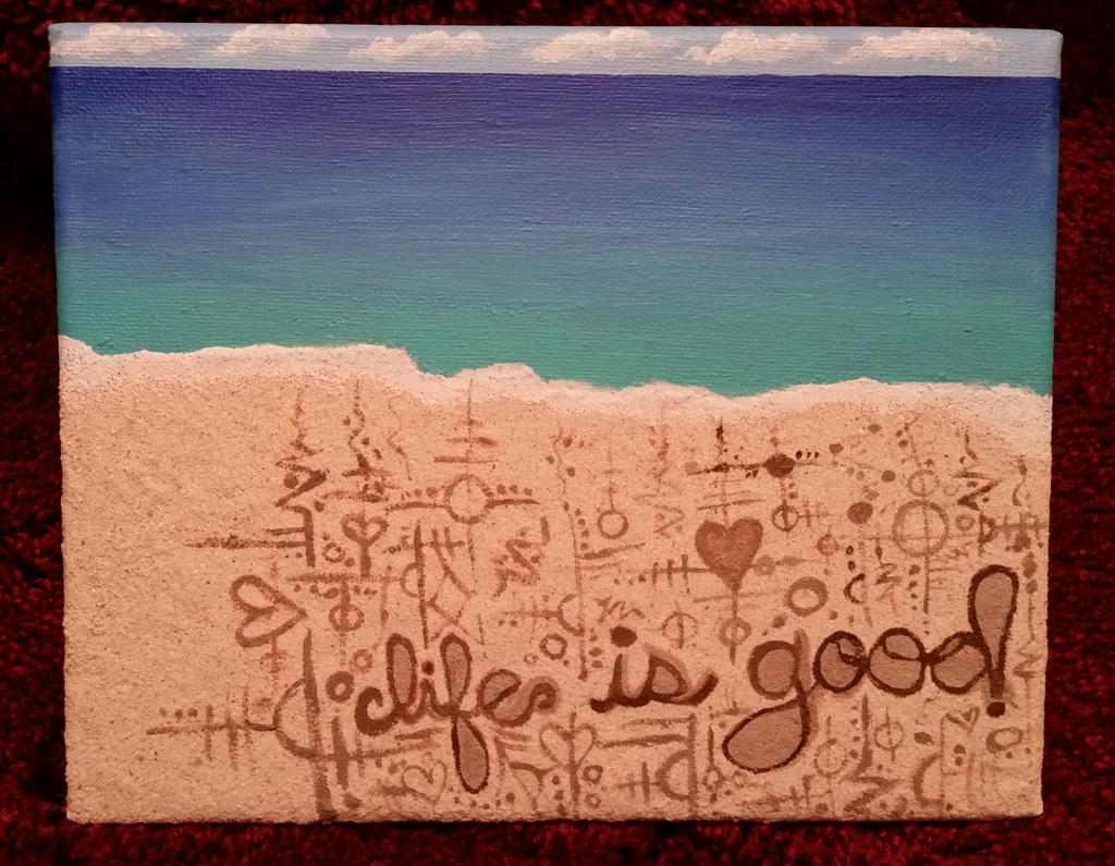 thesofiacorina1's tweet photo. #lifeisgood painting for sale on my etsy shop #realsand #painting #acrylic #canvas #artist http://t.co/rAm4wTV0aX