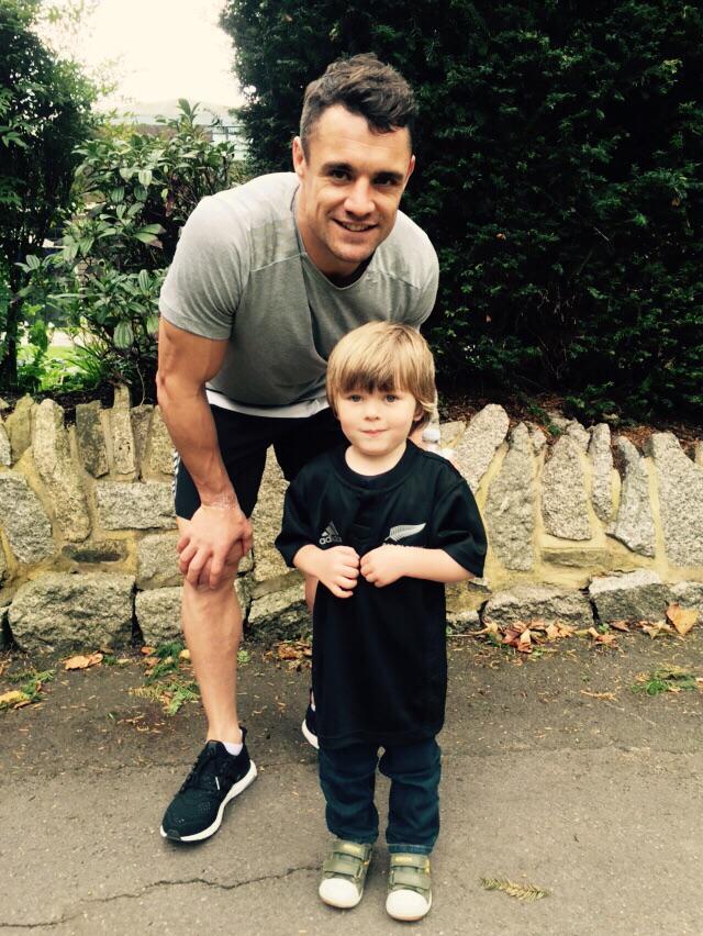 Jack with the best rugby player in the world - Dan Carter, at the Lensbury Teddington.