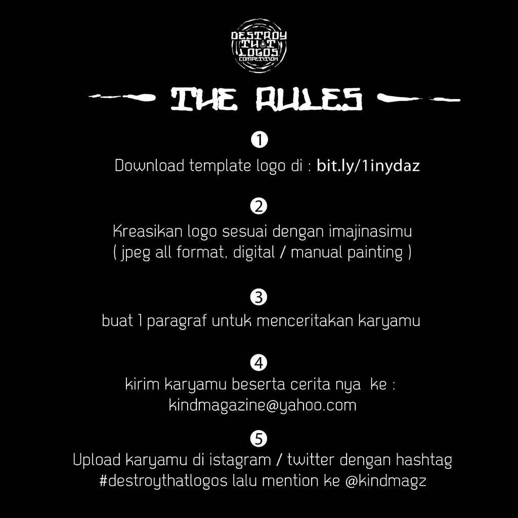 BringNoClan's tweet photo. @KindMagz present DESTROY THAT LOGOS Competition! Yuk yg mau join kompetisinya. Max submit Sept 28! #destroythatlogos http://t.co/PFqLesSGxP