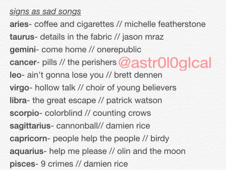 ASTR0L0GlCAL's tweet image. signs as sad songs 😌