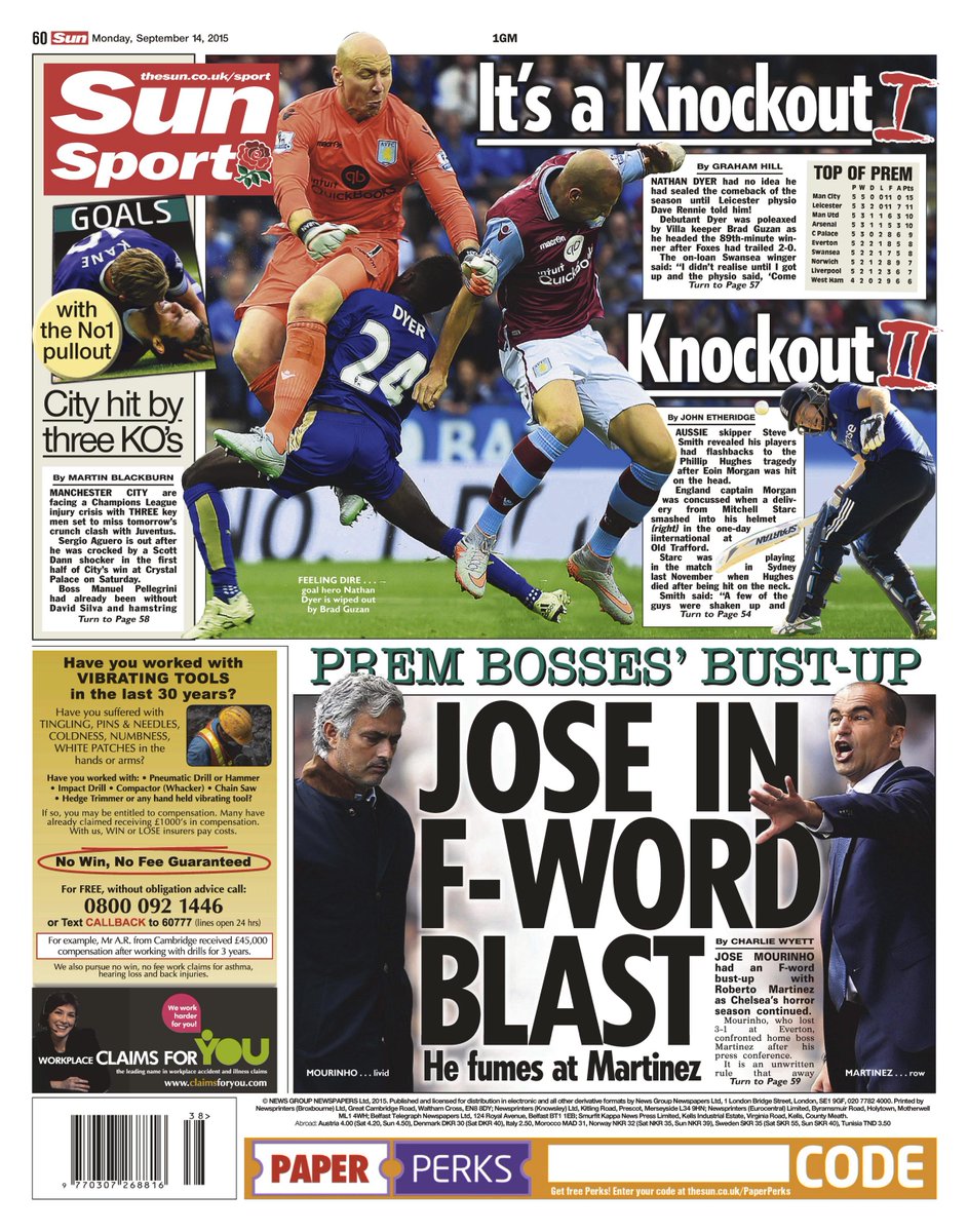 Chelsea boss Jose Mourinho launched into foul mouthed rant at Roberto Martinez in Everton tunnel [Papers]