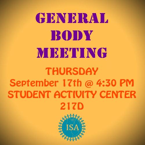 TempleISA's tweet image. Dear ISA Family,
Don't forget our first GBM. It is on the coming Thursday, in SAC 217D. See you there!!