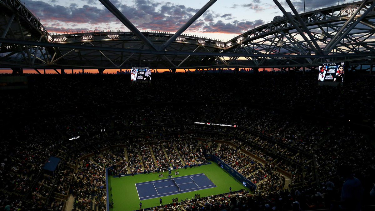 SportsCenter's tweet photo. They're about to get underway from Flushing Meadows. Roger Federer &amp; Djokovic begin US Open men's final now on ESPN. http://t.co/eyImB3OwmW