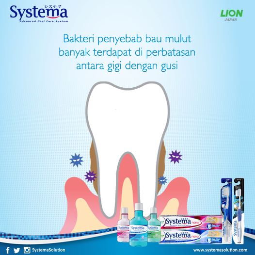 SystemaOralCare's tweet photo. Bakteri penyebab bau mulut byk diantara gigi dgn gusi, pastikan menyikat gigi dari gusi sampai ke gigi ya. #TipsGigi http://t.co/xAGEst3ZAW