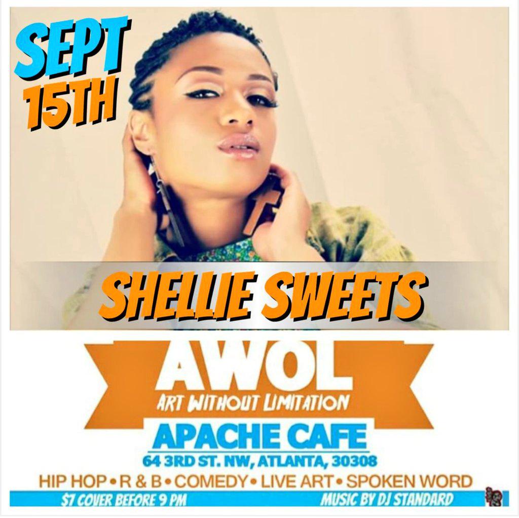 ShellieSweets's tweet image. Tuesday. Come see me perform Erykah covers. 9pm. Live Band. #ApacheCafe