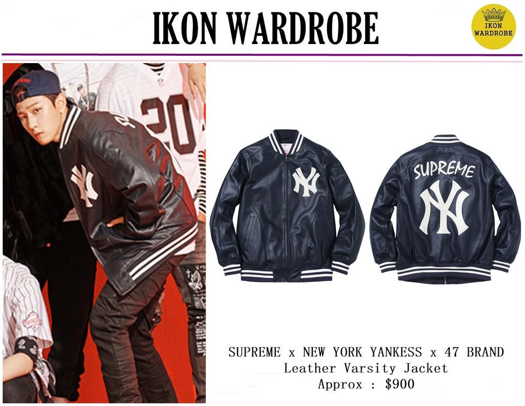 supreme yankees leather varsity jacket