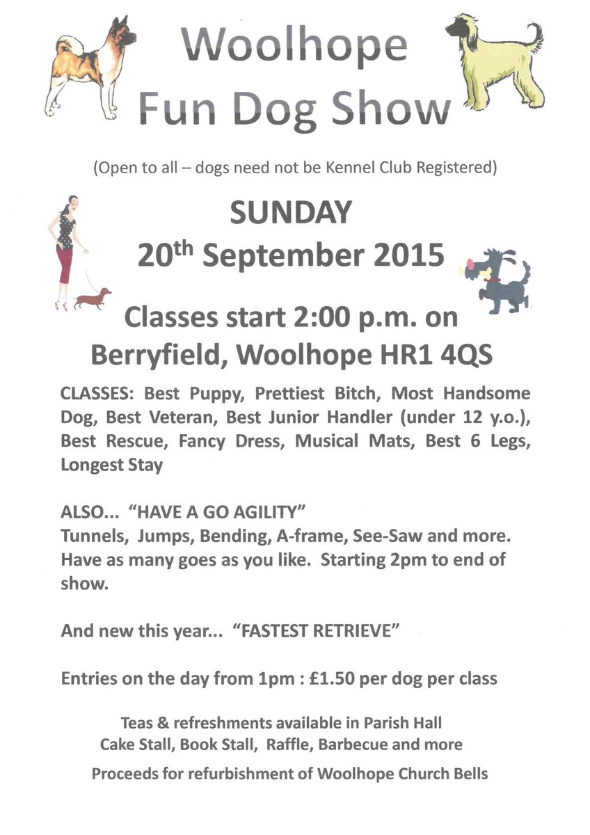 Next Sunday come along to #Woolhope #dogshow to raise money and have fun! <a href="/SunshineRadio/">Sunshine Radio</a> <a href="/YourHereford1/">Your Herefordshire</a> please RT