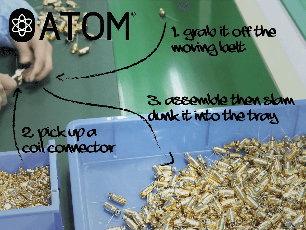 Atom_Vapes's tweet photo. Sunny Lang, one of our great production staff assembling our awaited gClaptons! #TeamAtom #gClaptonCoils #OVCCoils http://t.co/LFYxUbsKKe